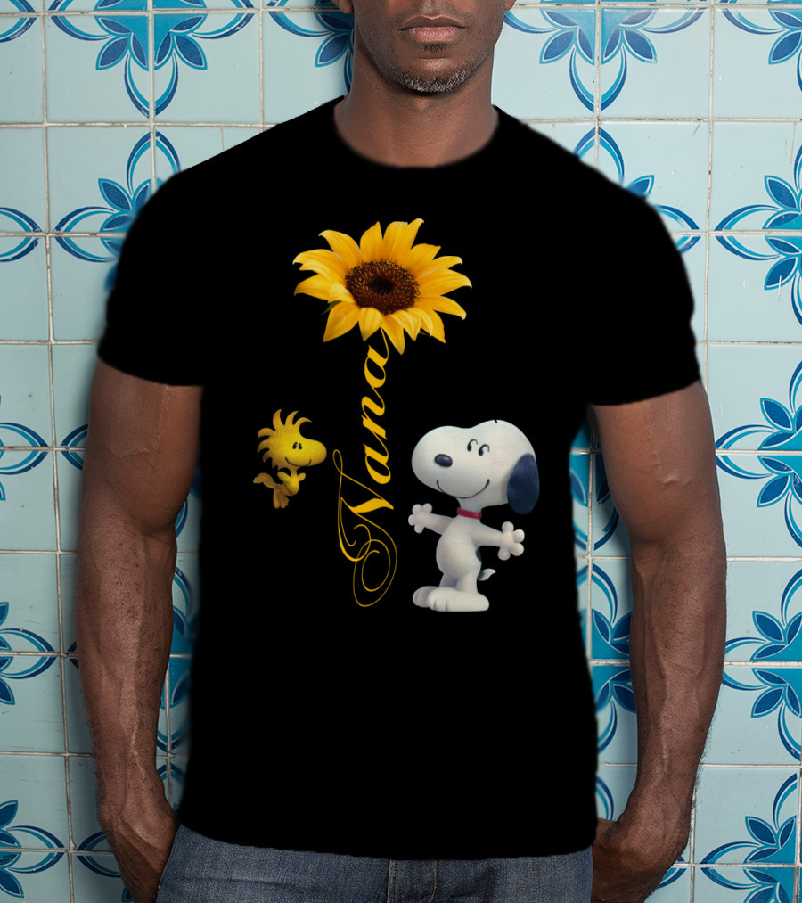 Nana Sunflower With Snoopy And Woodstock Peanuts T-Shirt