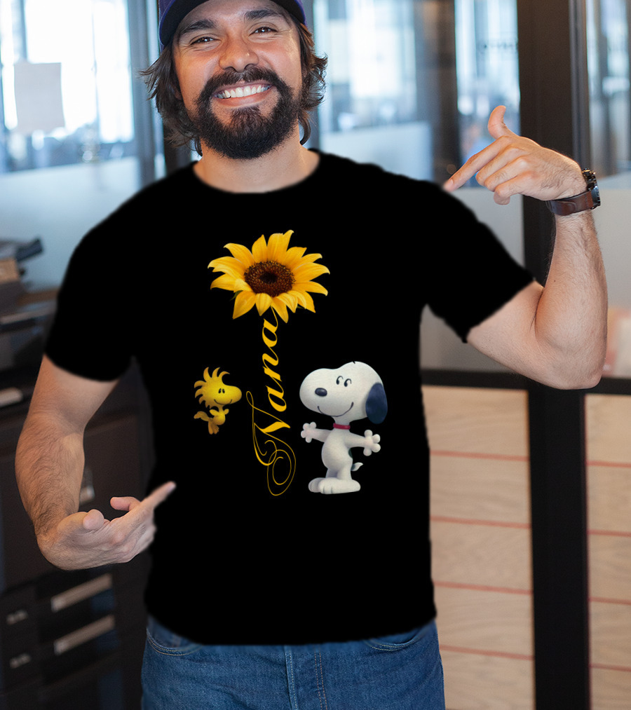 Nana Sunflower With Snoopy And Woodstock Peanuts T-Shirt