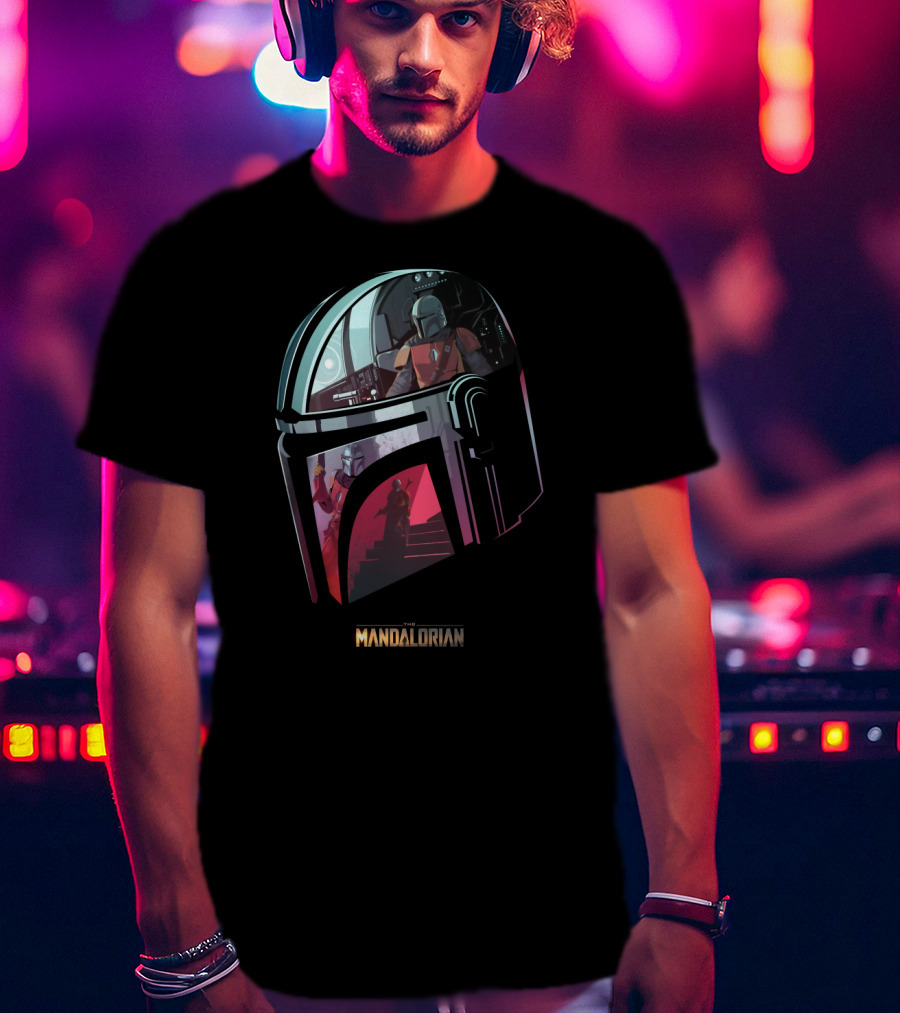 The Mandalorian Helmet Reflection Scene T-Shirt
