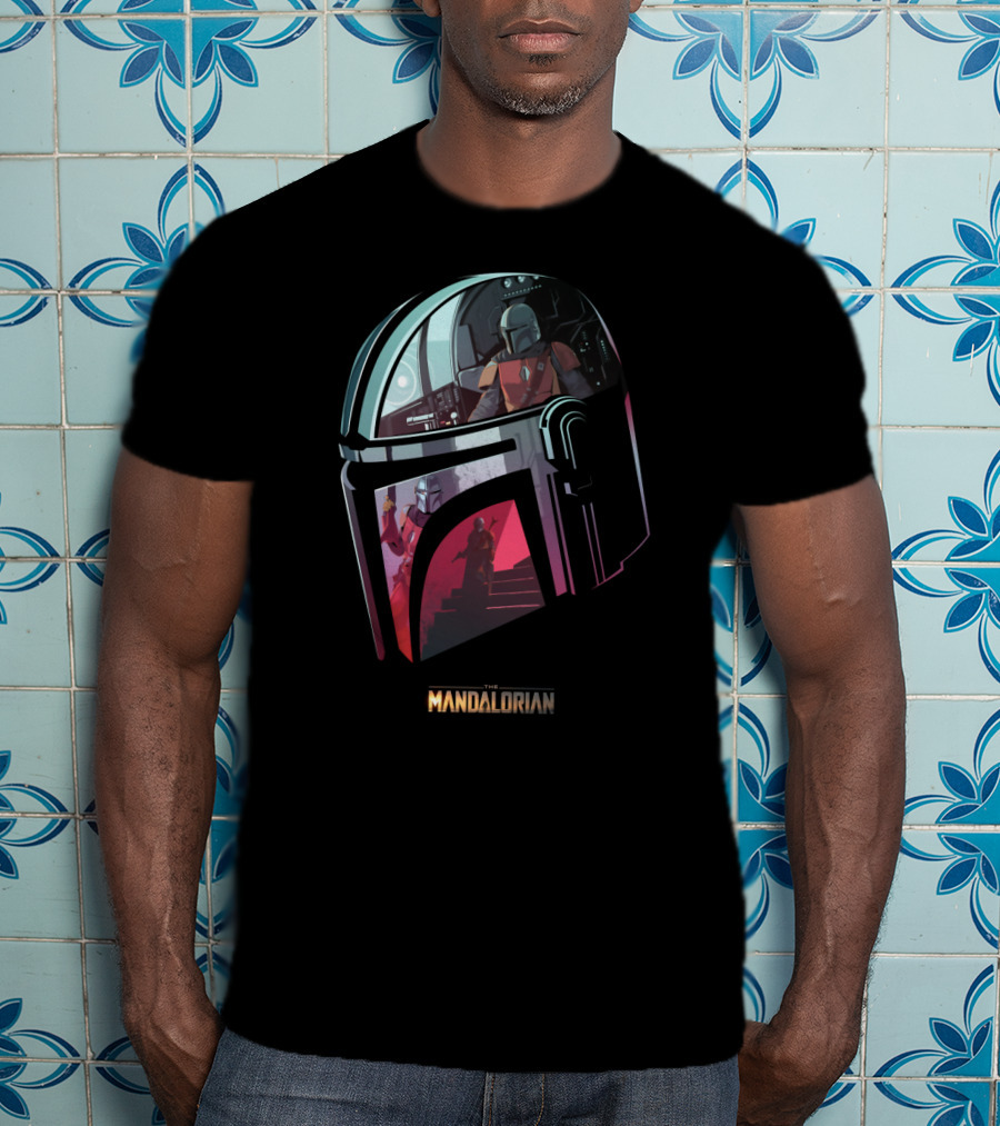 The Mandalorian Helmet Reflection Scene T-Shirt