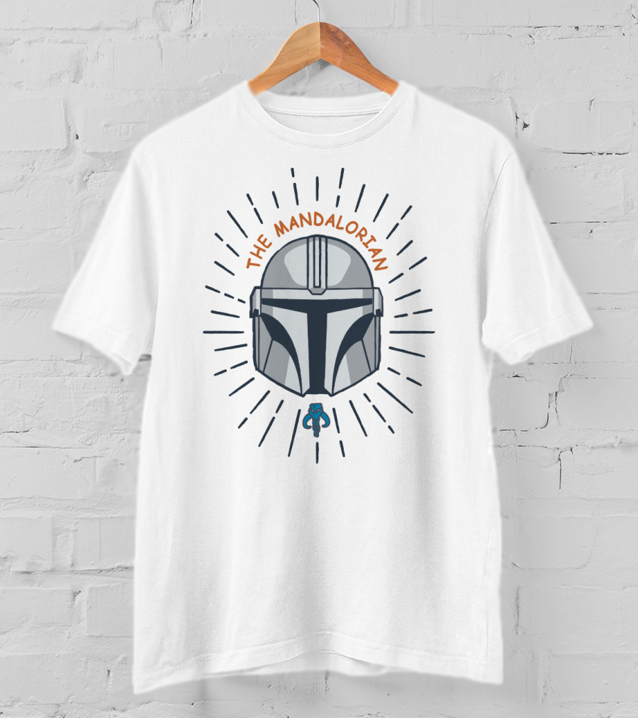 The Mandalorian Cartoon Helmet Starburst T-Shirt
