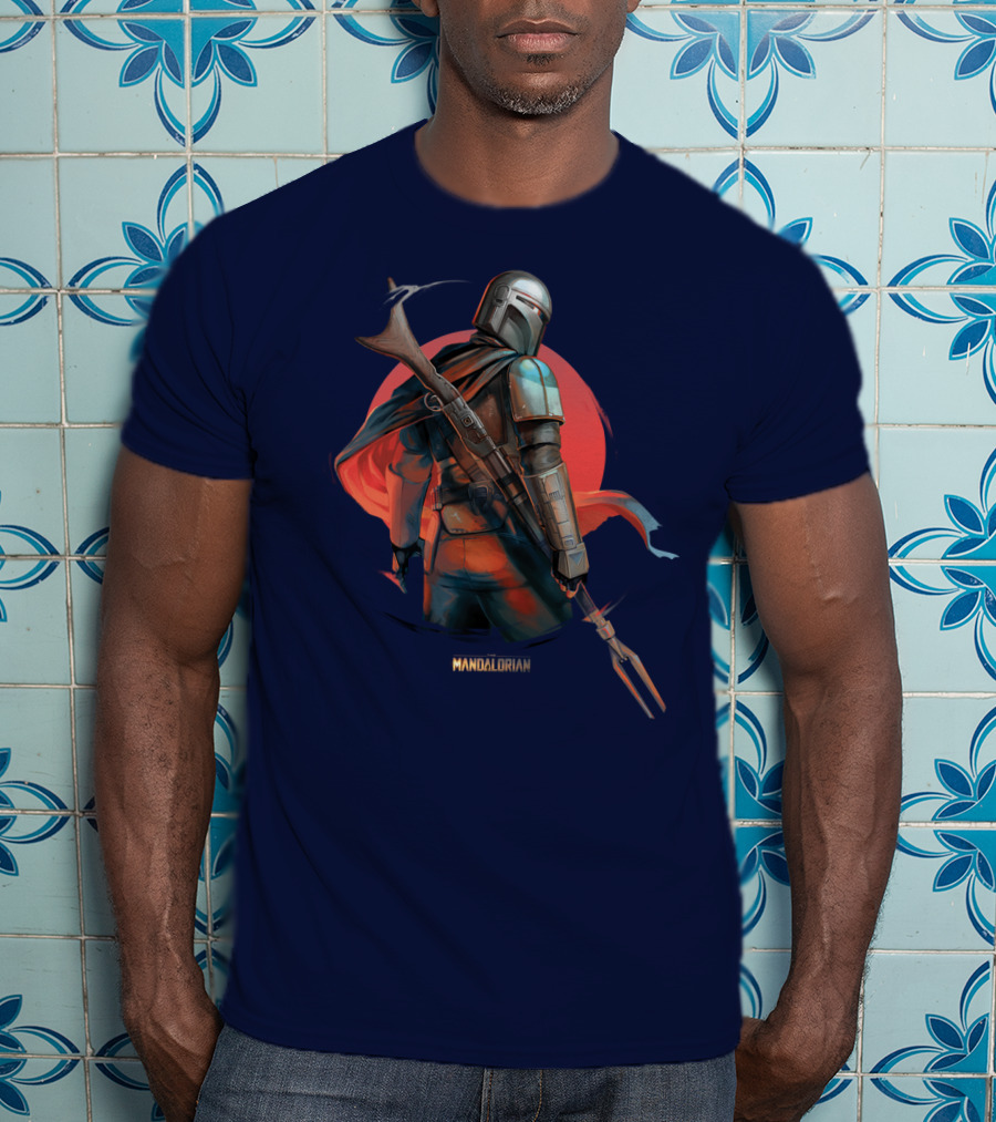 Mandalorian Warrior In Front Of Red Sun T-Shirt