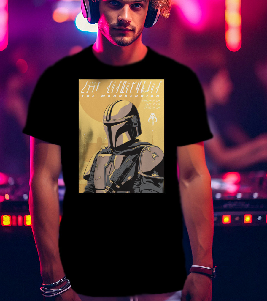 The Mandalorian Cell Shade Star Wars Bounty Hunter Art Deco T-Shirt