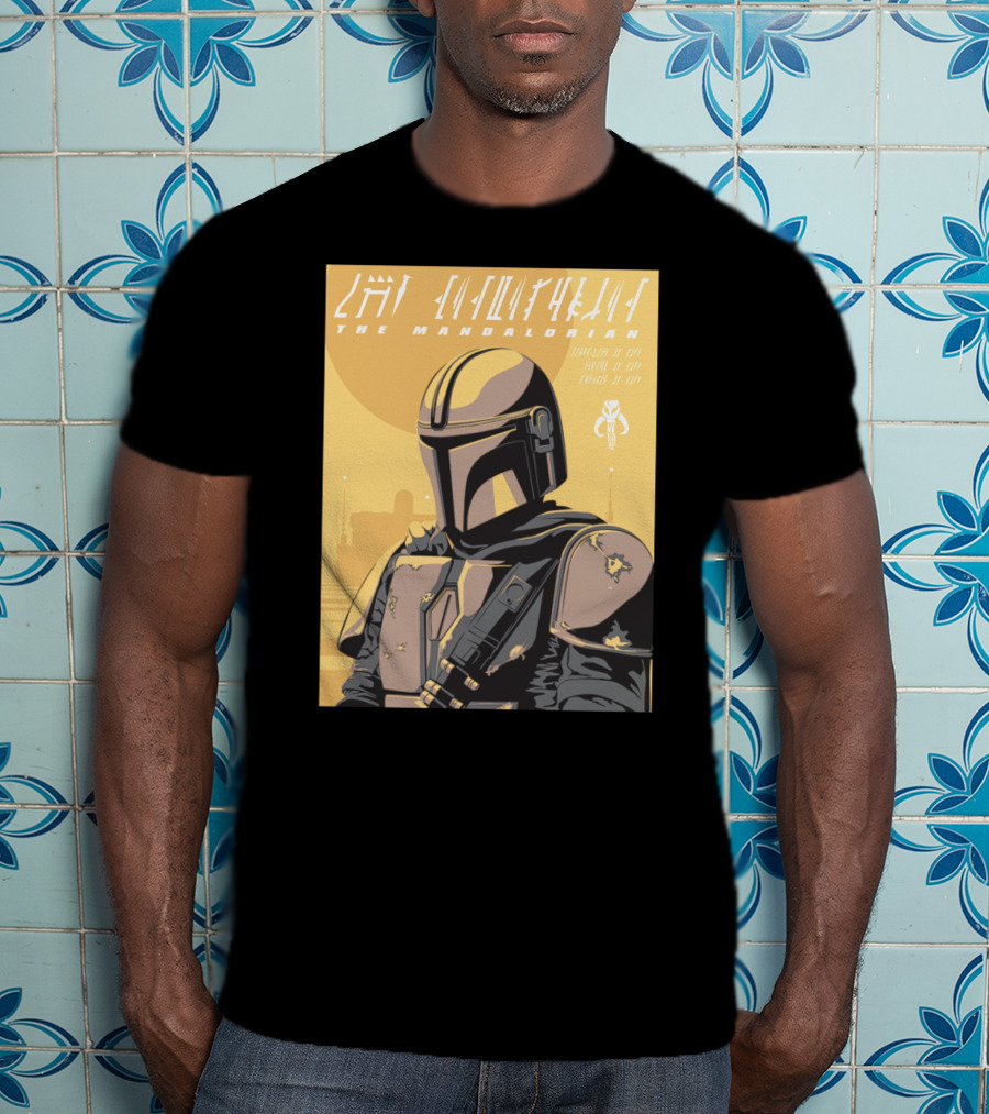The Mandalorian Cell Shade Star Wars Bounty Hunter Art Deco T-Shirt