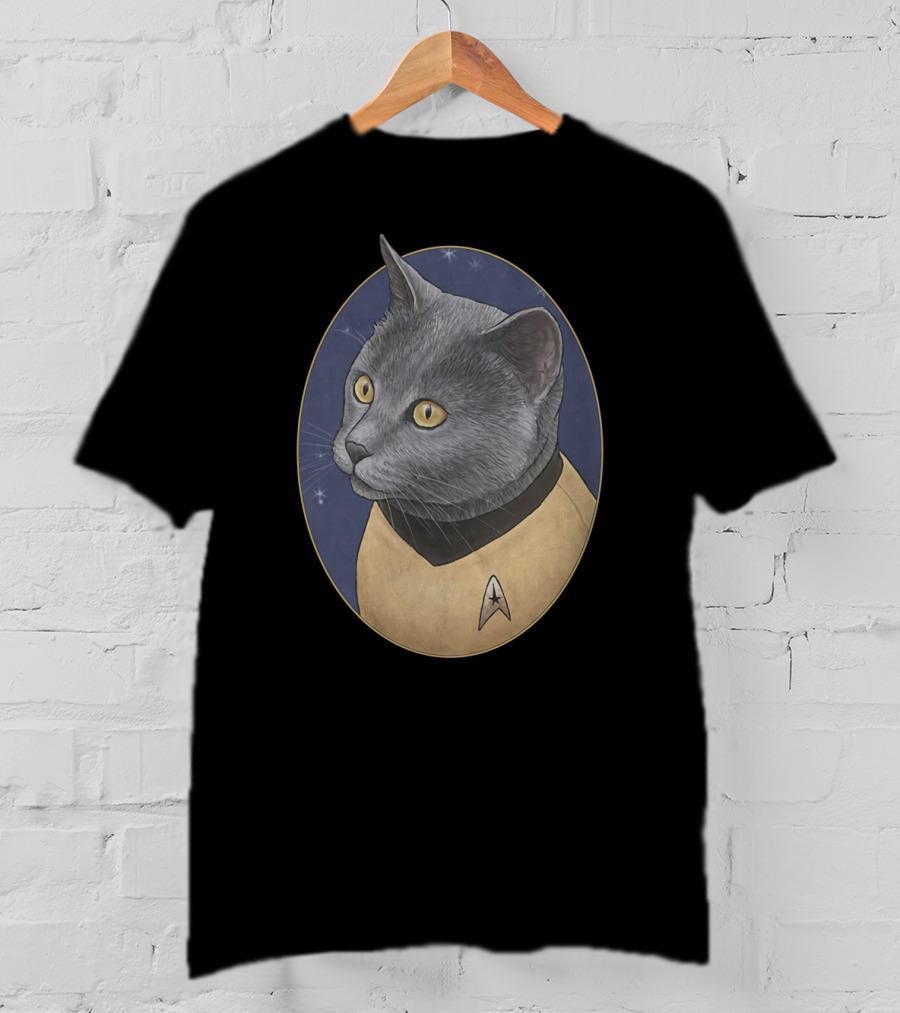 Star Trek Chekov Cat In Starfleet Uniform With Delta Badge T-Shirt