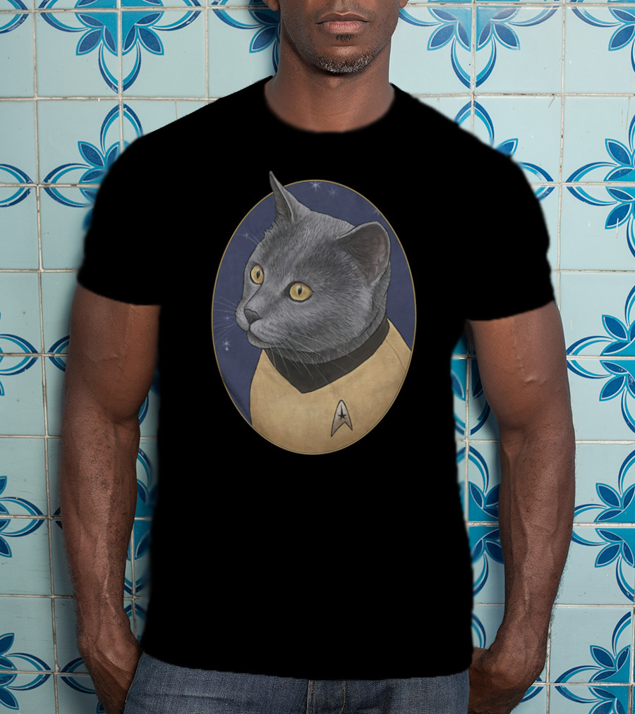 Star Trek Chekov Cat In Starfleet Uniform With Delta Badge T-Shirt
