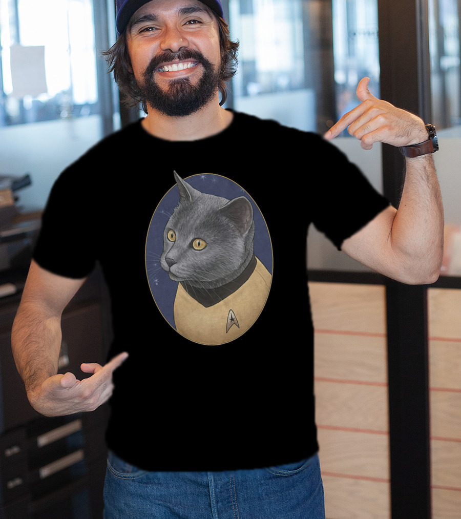 Star Trek Chekov Cat In Starfleet Uniform With Delta Badge T-Shirt