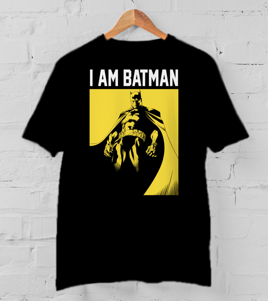 I Am Batman Yellow Black Bold Shadow T-Shirt