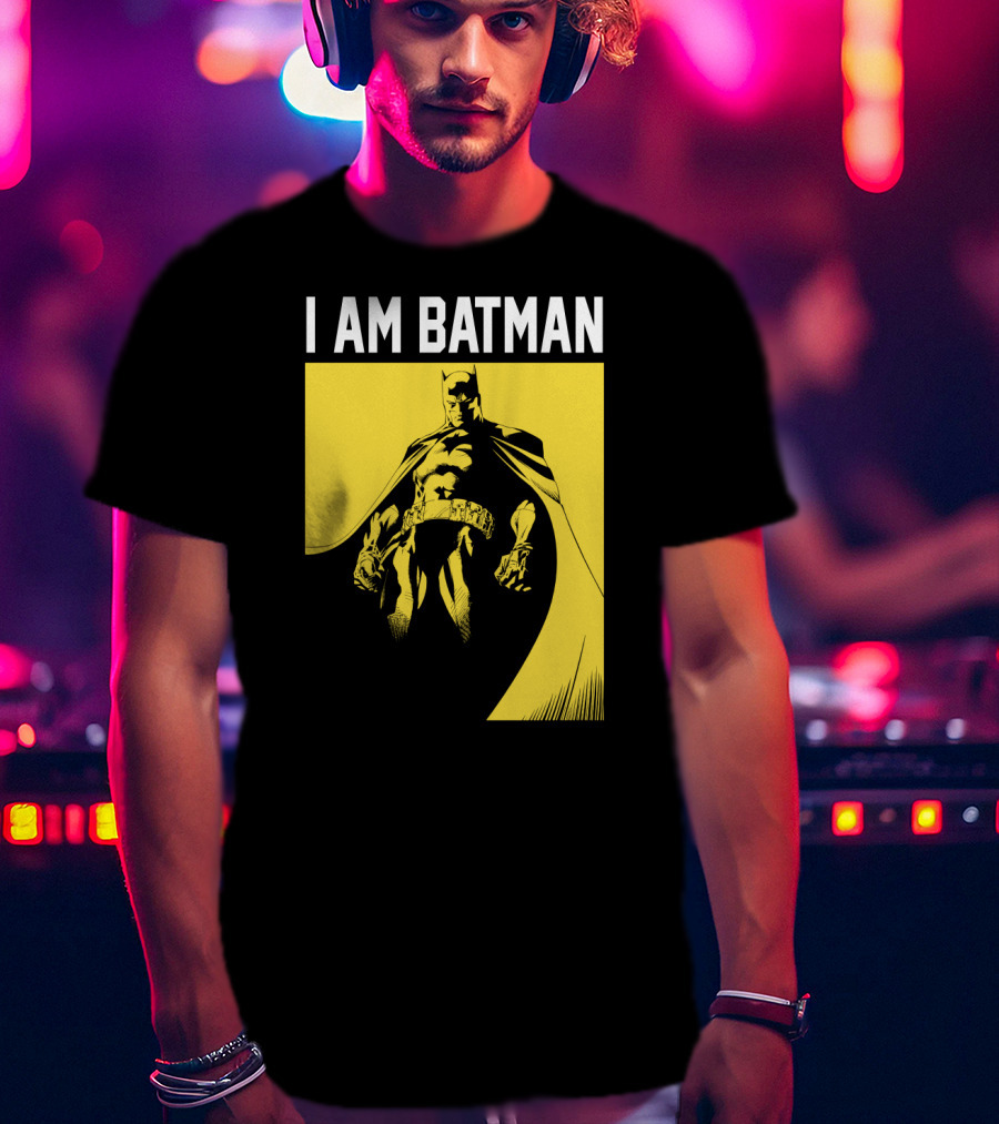 I Am Batman Yellow Black Bold Shadow T-Shirt