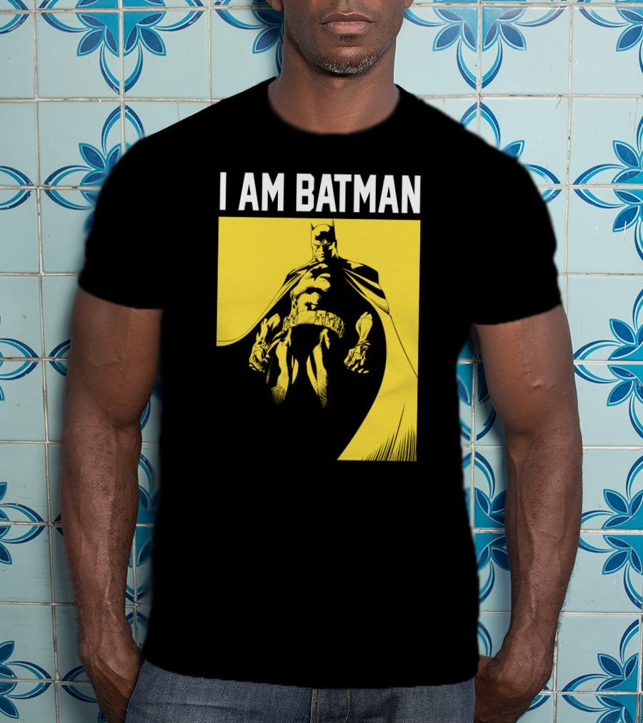 I Am Batman Yellow Black Bold Shadow T-Shirt