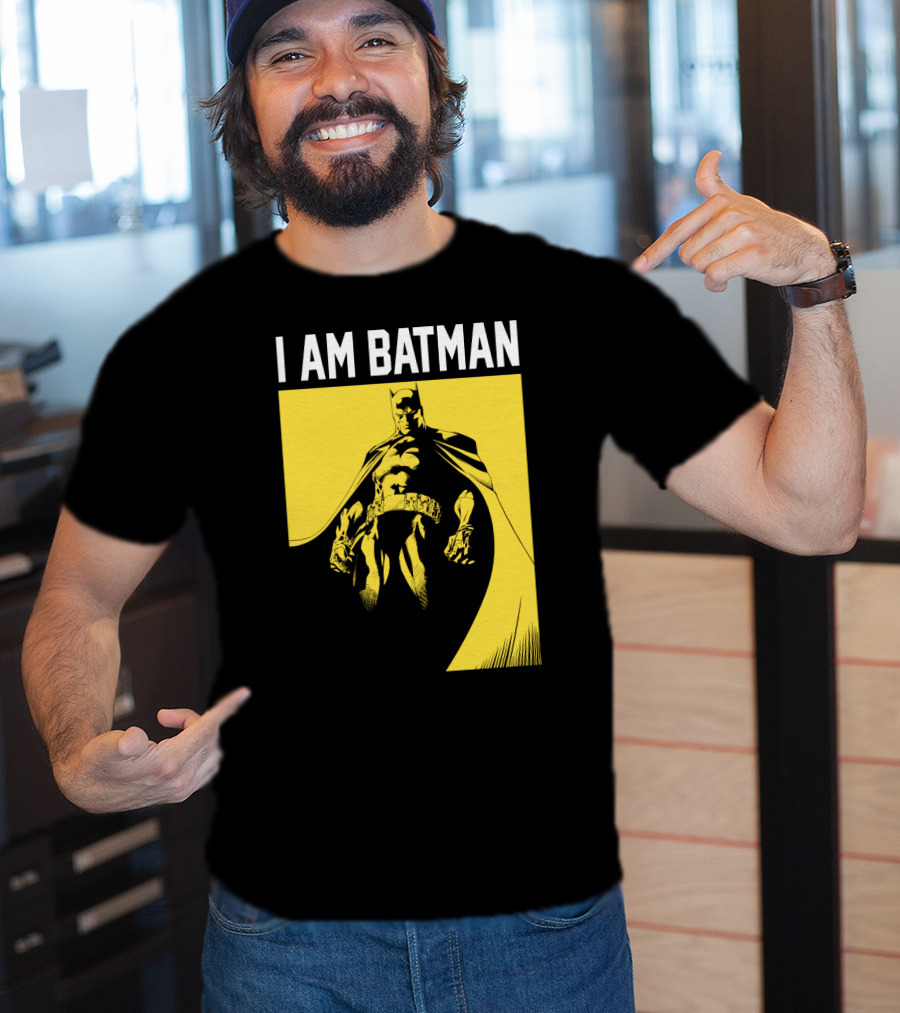 I Am Batman Yellow Black Bold Shadow T-Shirt