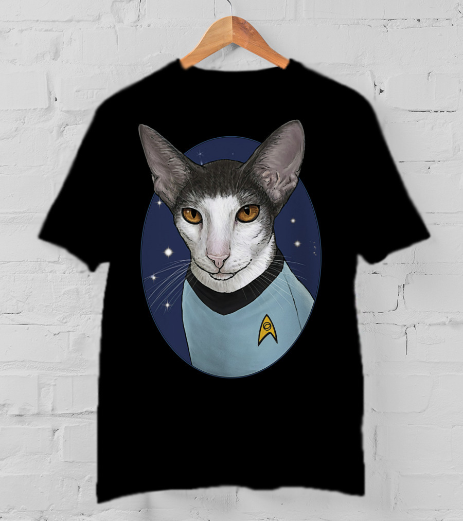 Star Trek Spock Cat With Starfleet Uniform And Vulcan Ears T-Shirt