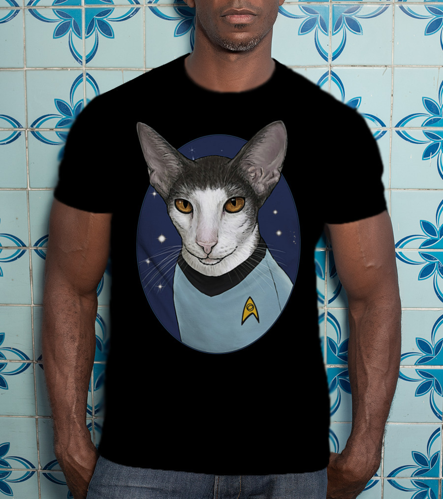 Star Trek Spock Cat With Starfleet Uniform And Vulcan Ears T-Shirt