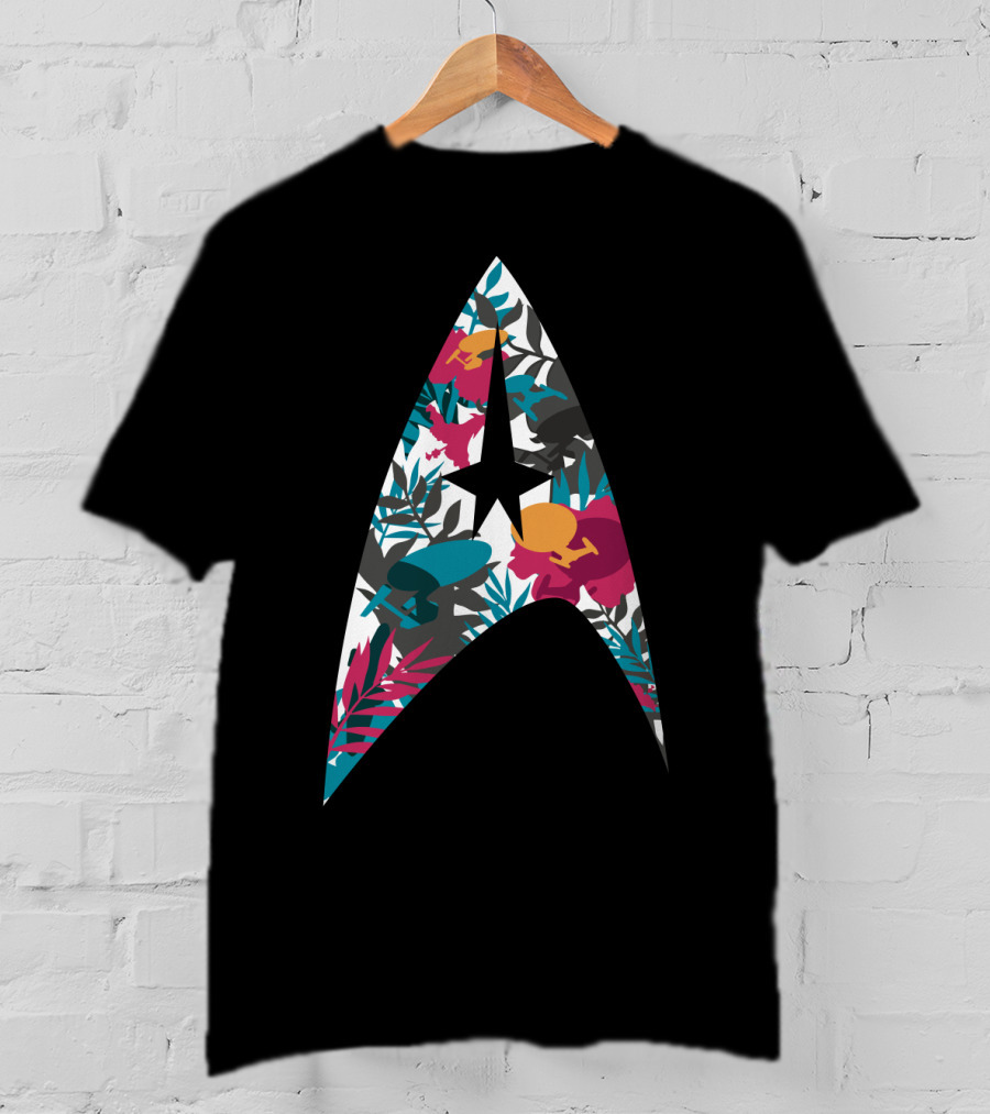 Tropical Starfleet Star Trek Floral Badge T-Shirt