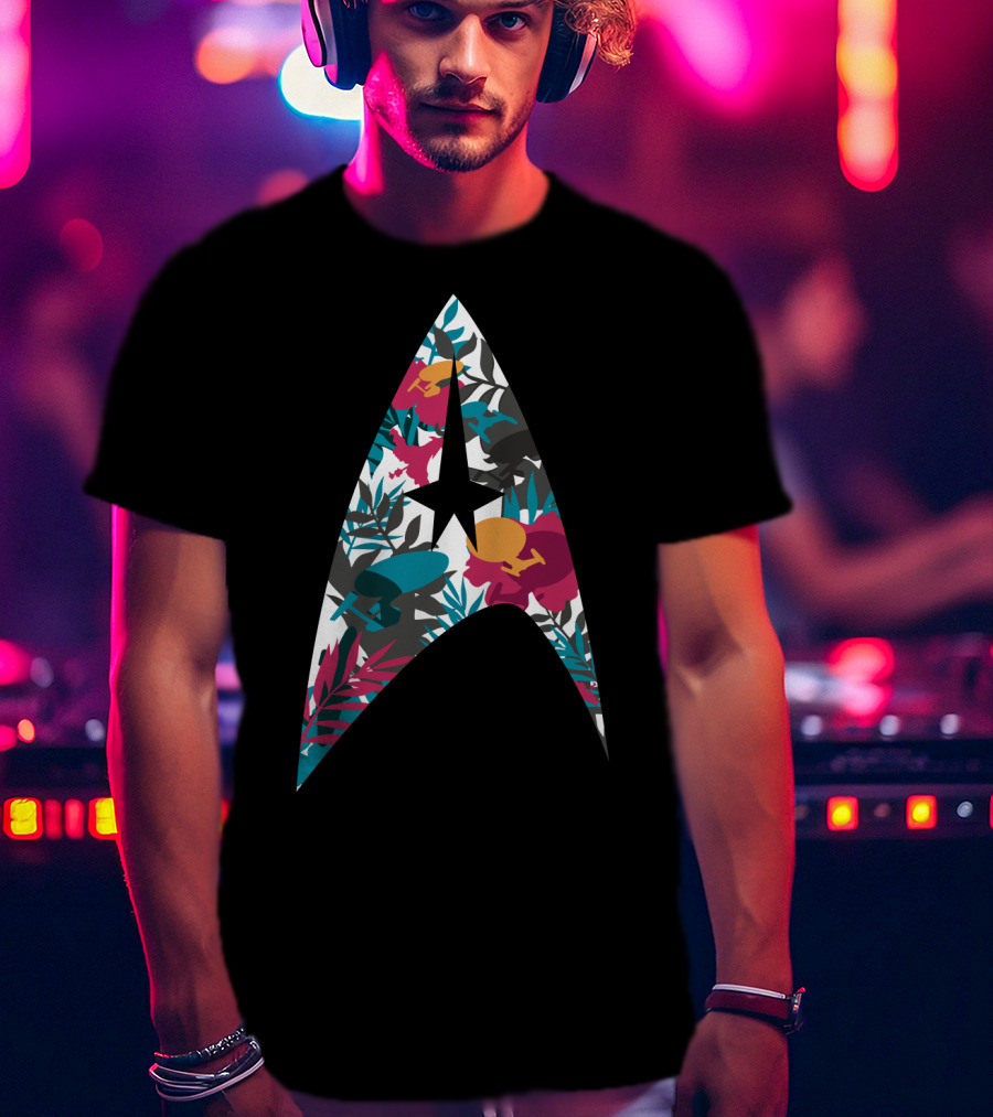 Tropical Starfleet Star Trek Floral Badge T-Shirt