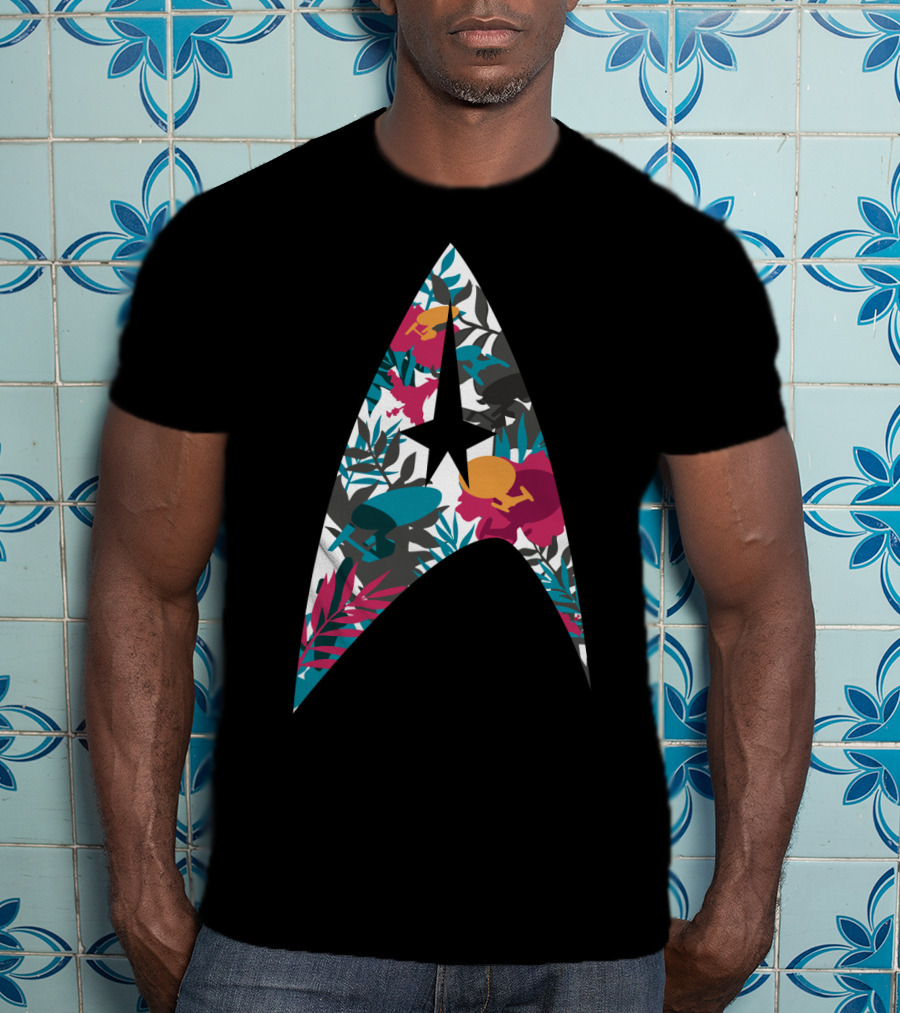 Tropical Starfleet Star Trek Floral Badge T-Shirt