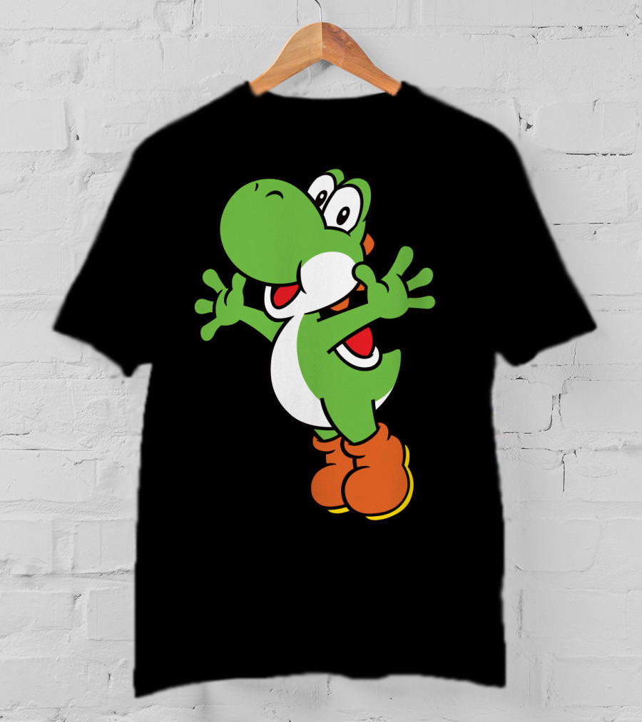 Yoshi Jump Green Dinosaur Iconic Character Image T-Shirt