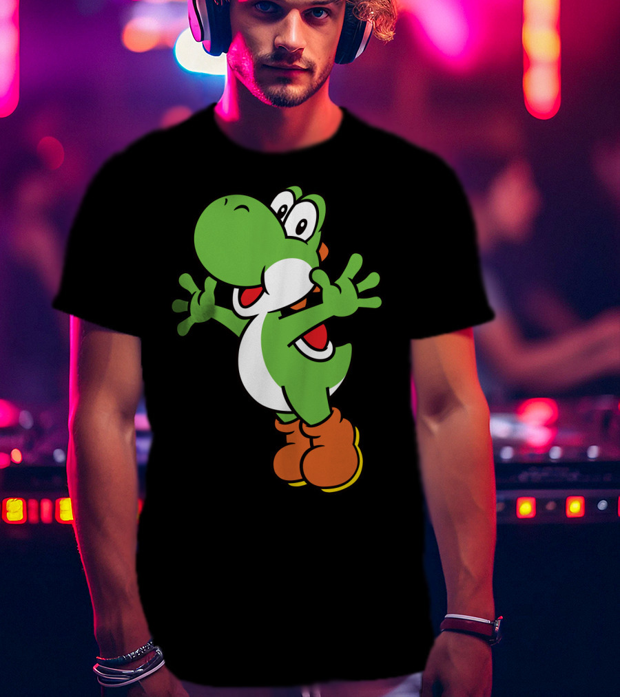 Yoshi Jump Green Dinosaur Iconic Character Image T-Shirt