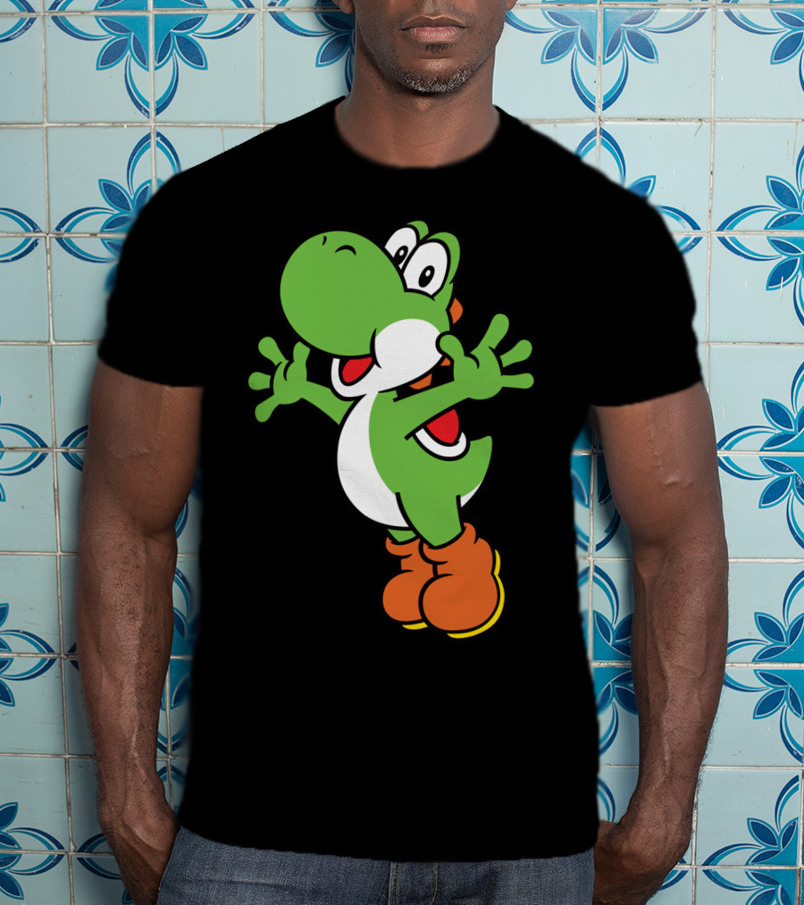 Yoshi Jump Green Dinosaur Iconic Character Image T-Shirt