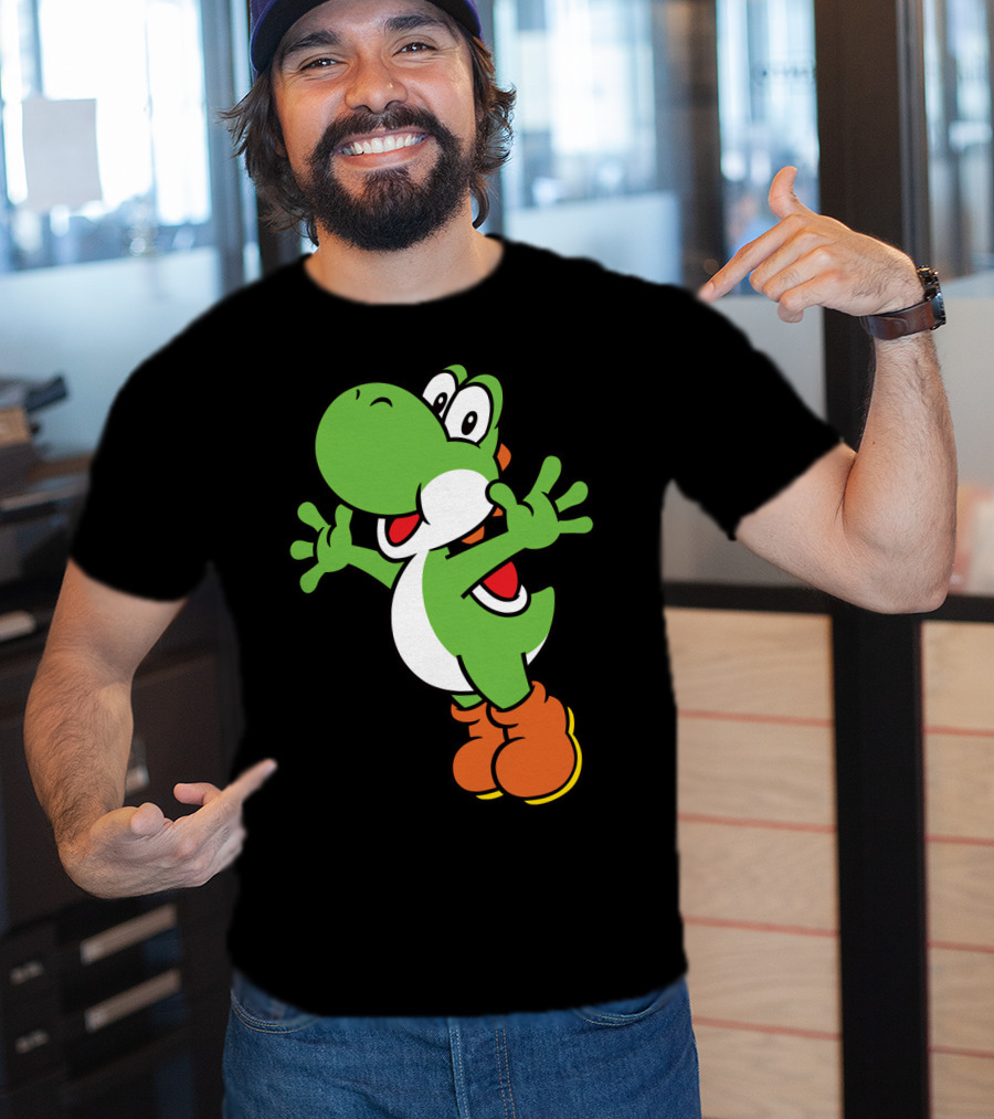 Yoshi Jump Green Dinosaur Iconic Character Image T-Shirt