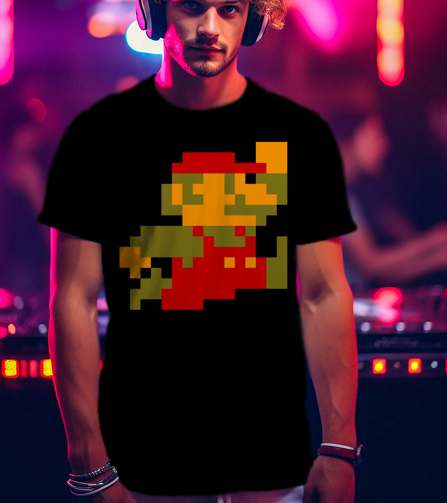 Classic 8-Bit Mario Pixel Art Character T-Shirt