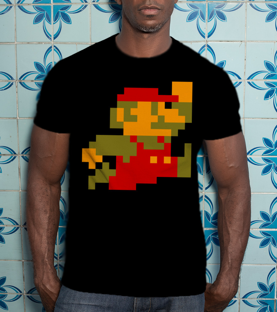 Classic 8-Bit Mario Pixel Art Character T-Shirt