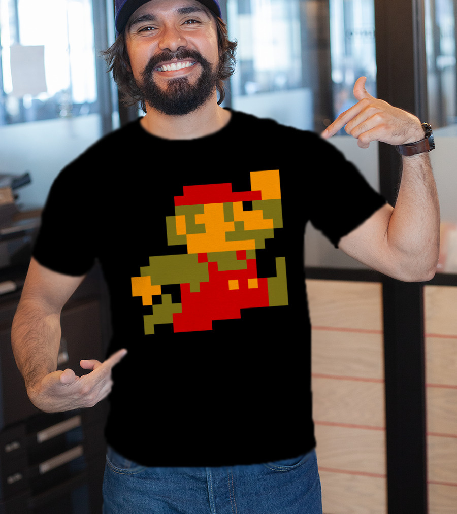 Classic 8-Bit Mario Pixel Art Character T-Shirt