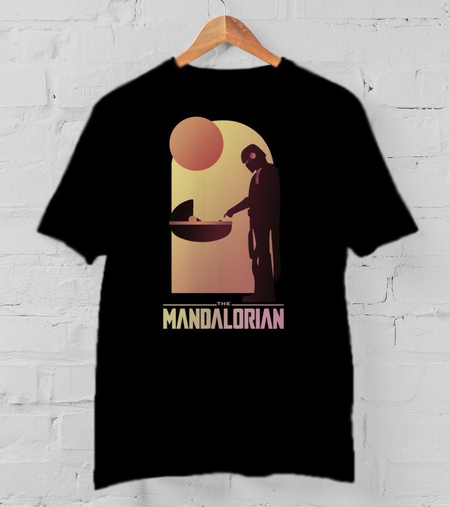 The Mandalorian Bounty Hunter Encounter Sunset Scene T-Shirt