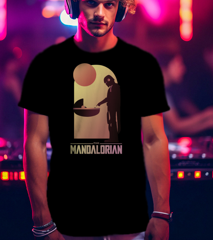 The Mandalorian Bounty Hunter Encounter Sunset Scene T-Shirt