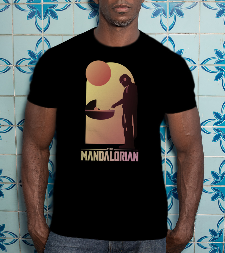 The Mandalorian Bounty Hunter Encounter Sunset Scene T-Shirt