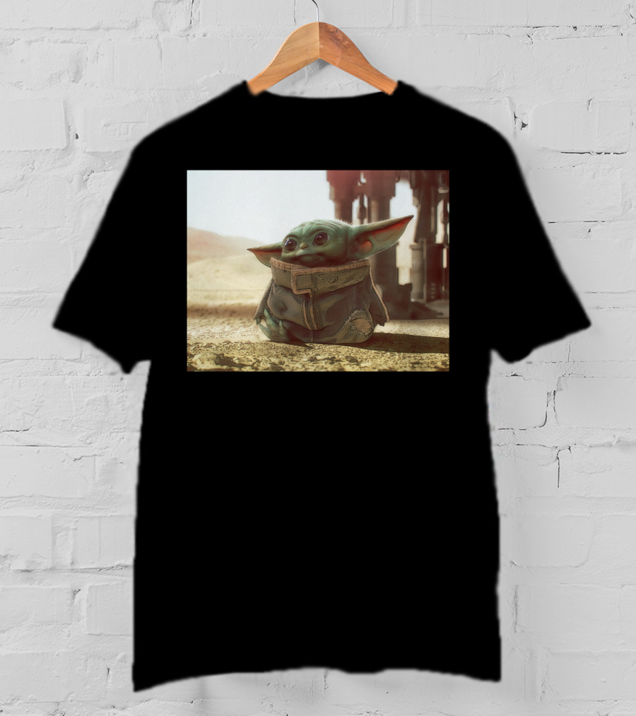 The Child Square Mandalorian Baby Yoda On Tatooine Desert T-Shirt