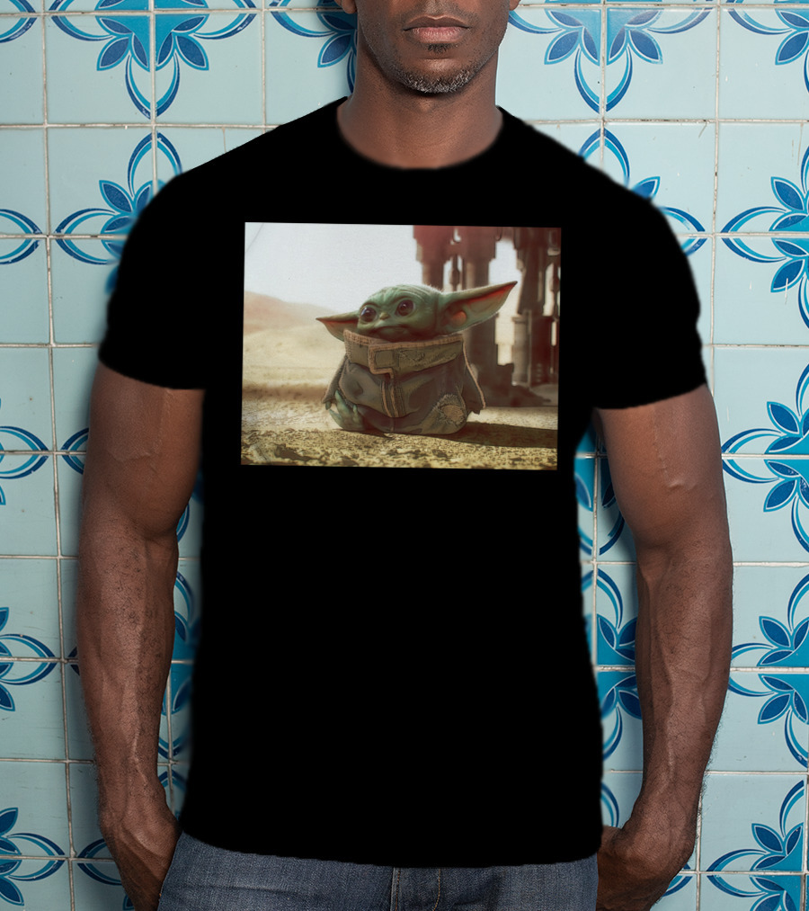 The Child Square Mandalorian Baby Yoda On Tatooine Desert T-Shirt