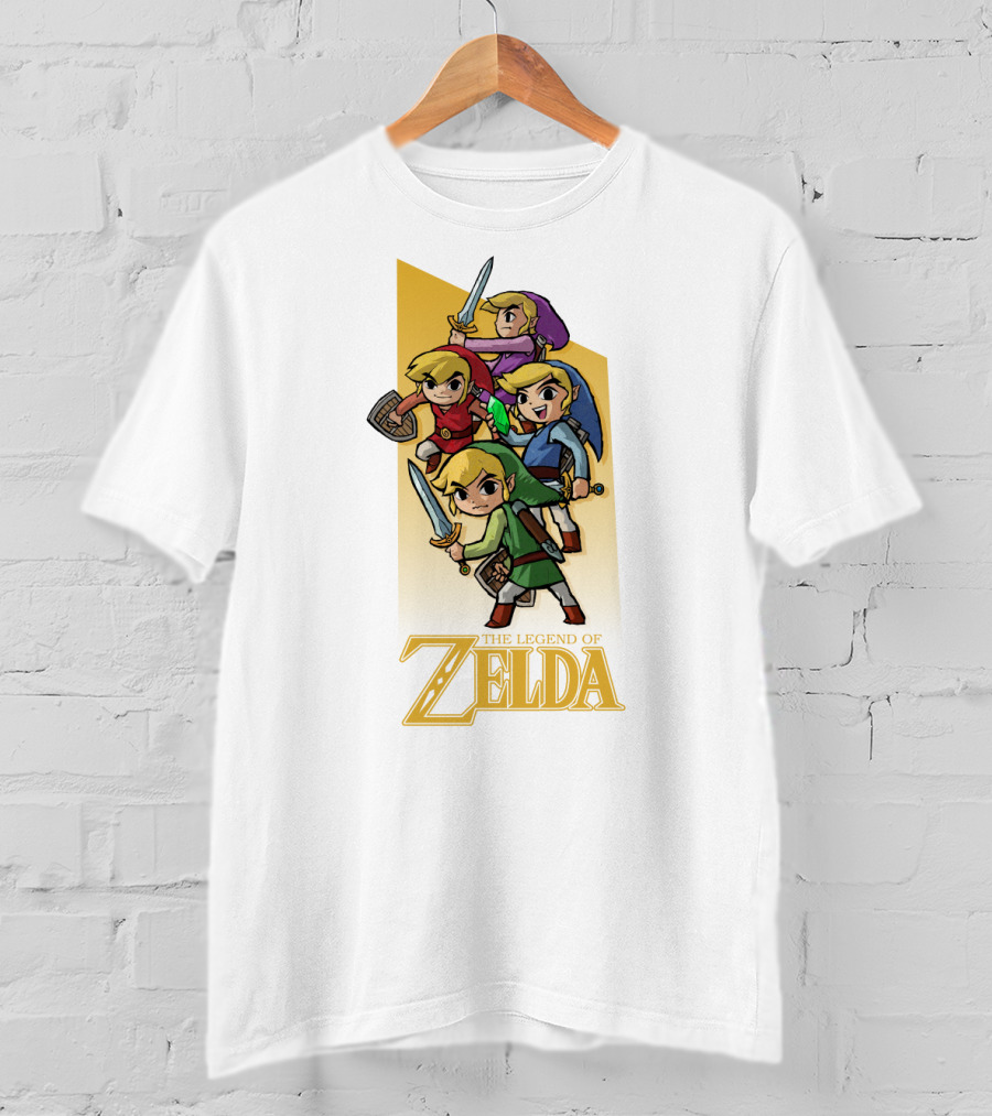 The Legend Of Zelda Four Links Characters In Colorful Outfits T-Shirt