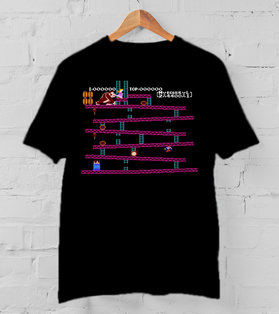 Donkey Kong Arcade Game Pixel Art 1981 Video Game Score Challenge T-Shirt
