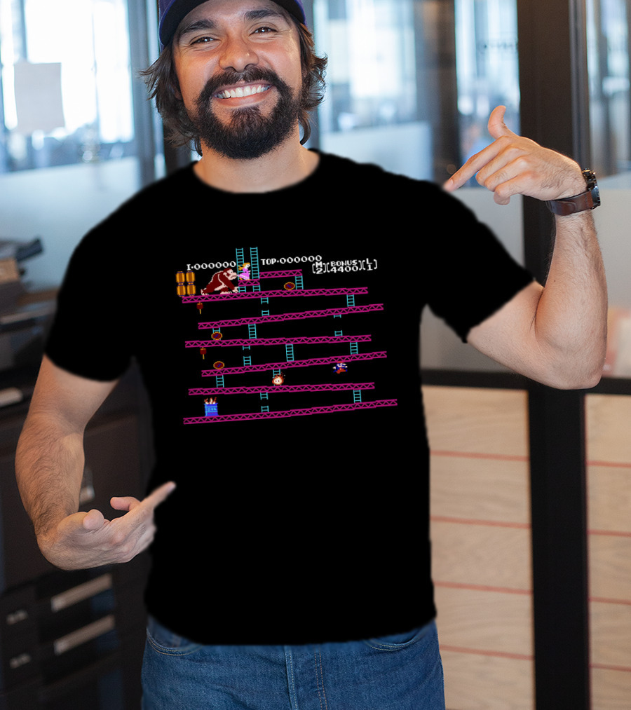 Donkey Kong Arcade Game Pixel Art 1981 Video Game Score Challenge T-Shirt