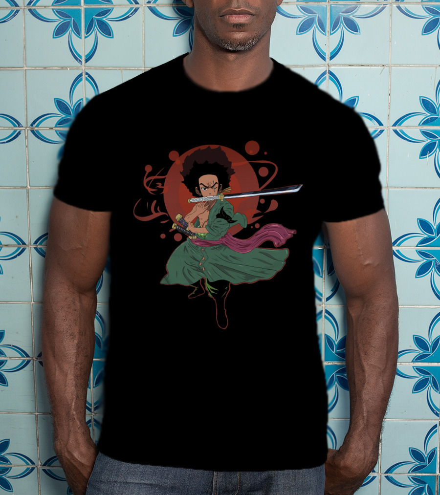 The Boondocks X Zoro Samurai Style Afro Warrior Fusion T-Shirt
