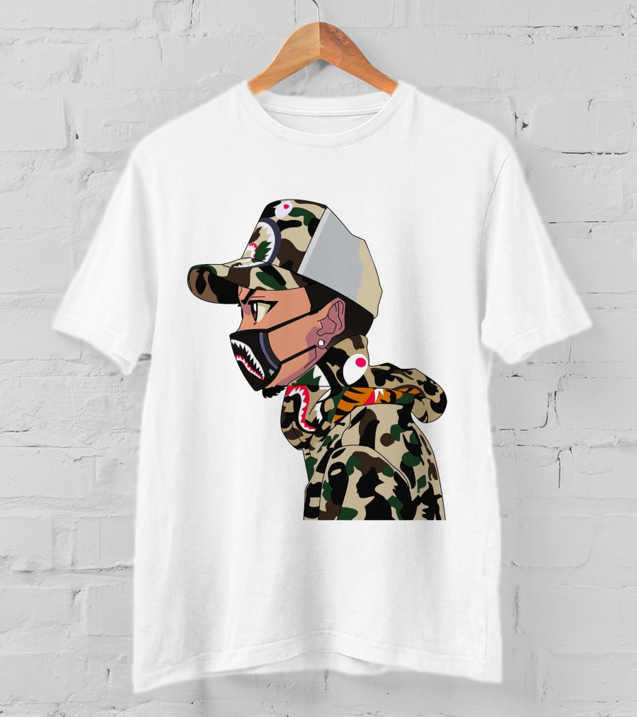 The Boondocks GT Camo Shark Face Mask Hat Hoodie Anime T-Shirt