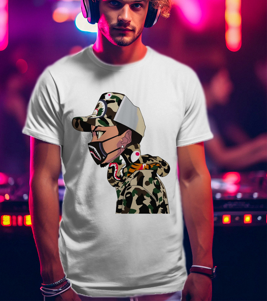 The Boondocks GT Camo Shark Face Mask Hat Hoodie Anime T-Shirt