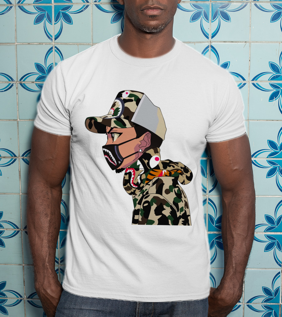 The Boondocks GT Camo Shark Face Mask Hat Hoodie Anime T-Shirt