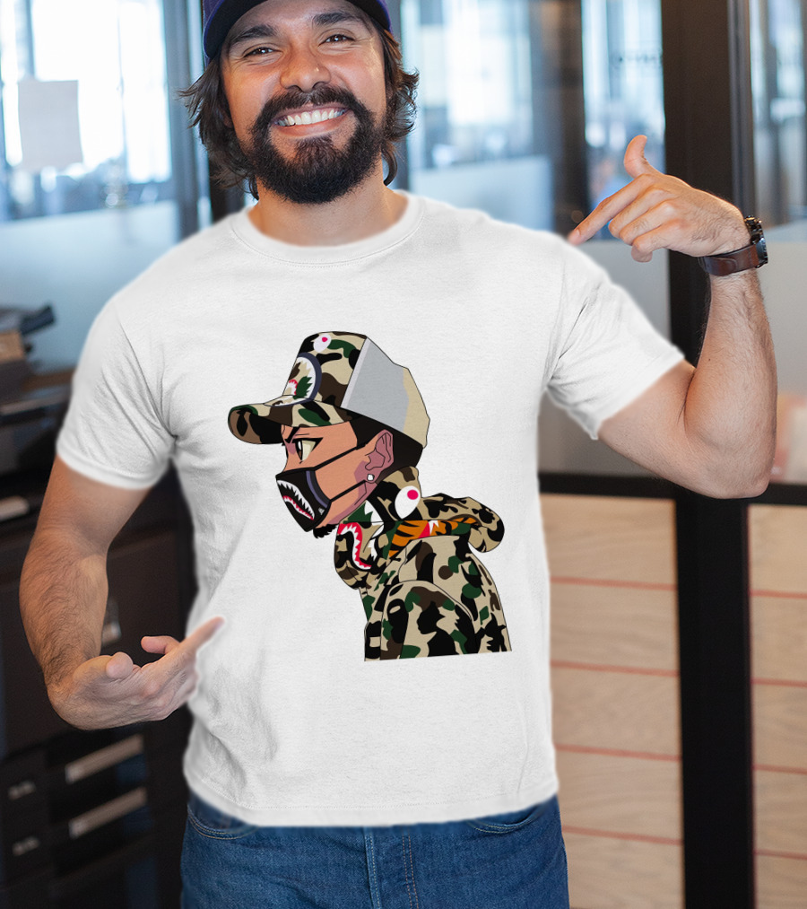The Boondocks GT Camo Shark Face Mask Hat Hoodie Anime T-Shirt