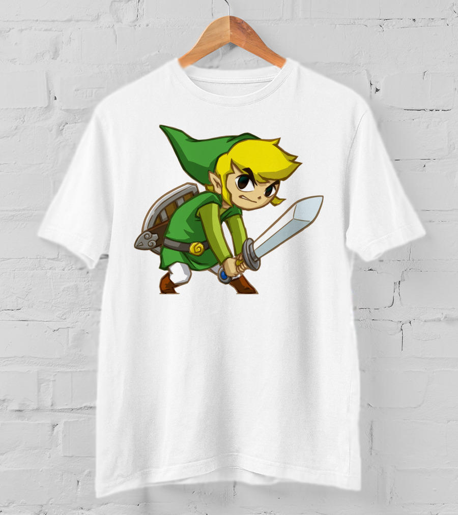 The Legend Of Zelda Link Holding Sword In Green Tunic And Hat T-Shirt