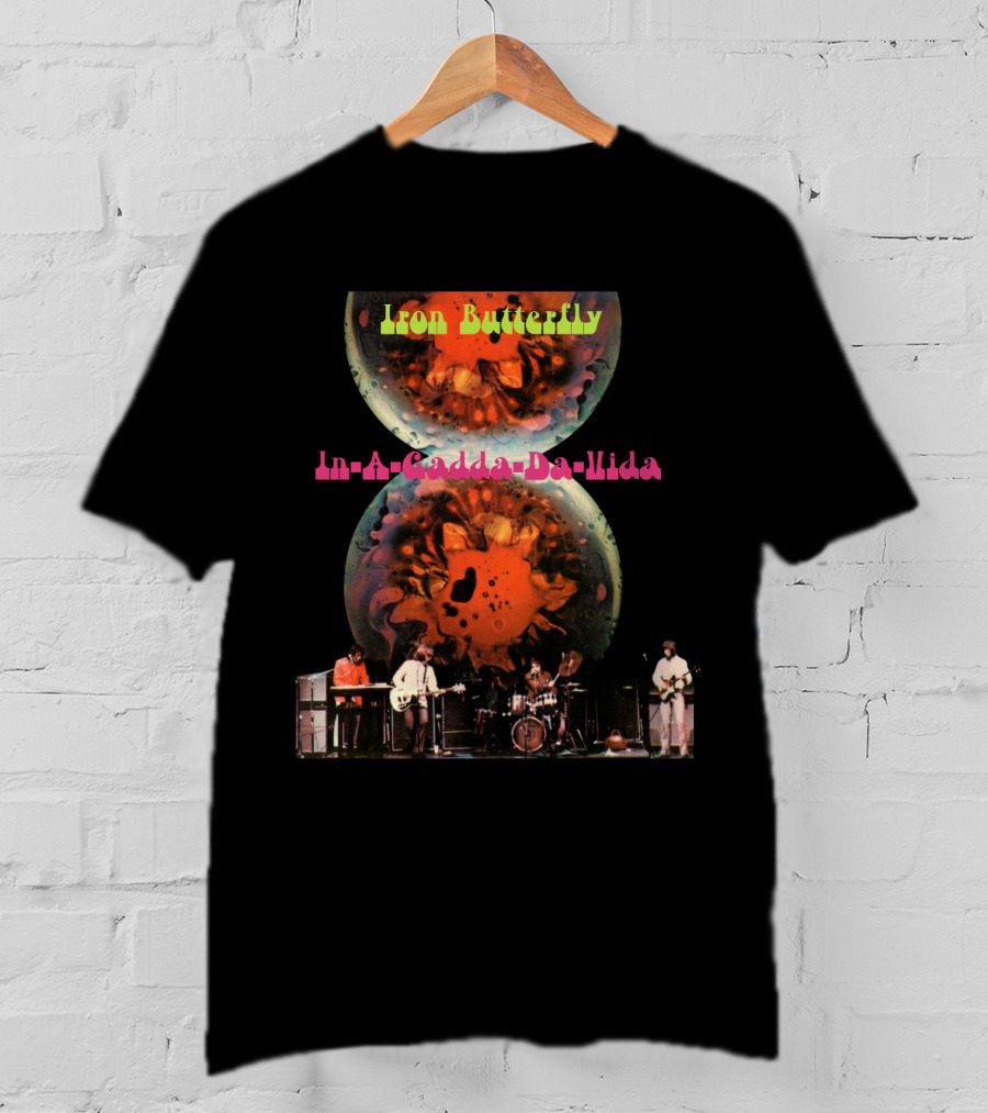 Iron Butterfly In-A-Gadda-Da-Vida Album Cover Retro Band Performance T-Shirt