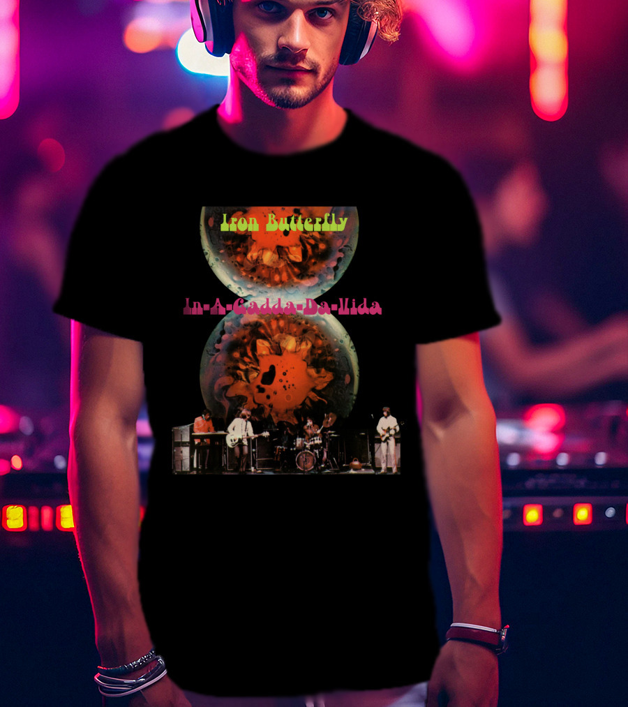 Iron Butterfly In-A-Gadda-Da-Vida Album Cover Retro Band Performance T-Shirt