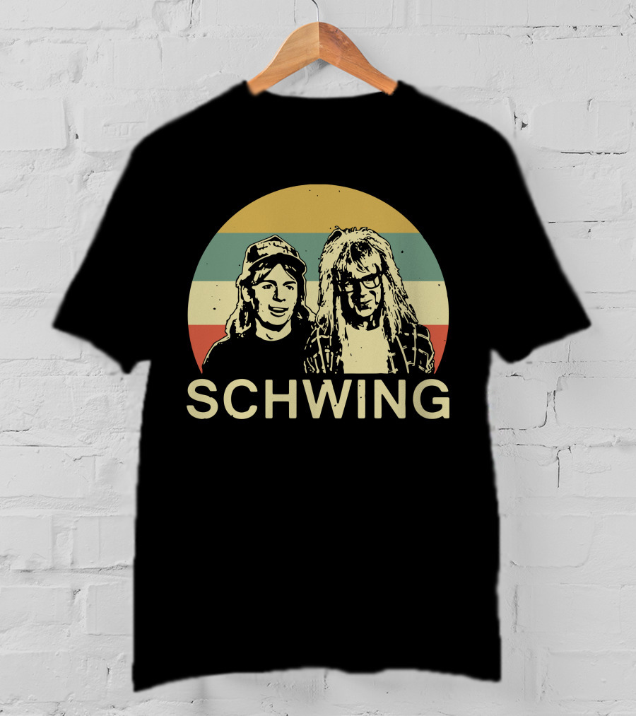 Wayne's World Schwing Retro Vintage Stripes T-Shirt