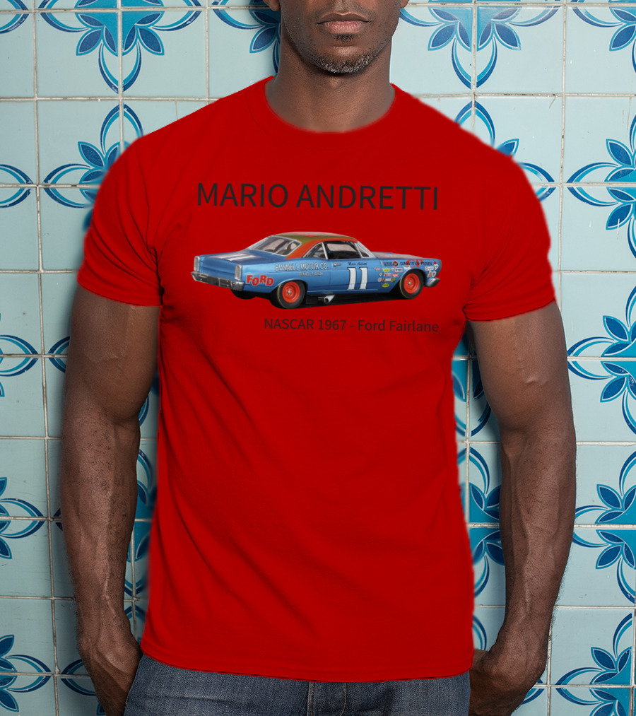 Mario Andretti 1967 NASCAR Ford Fairlane Holman Moody Racing Car Model T-Shirt