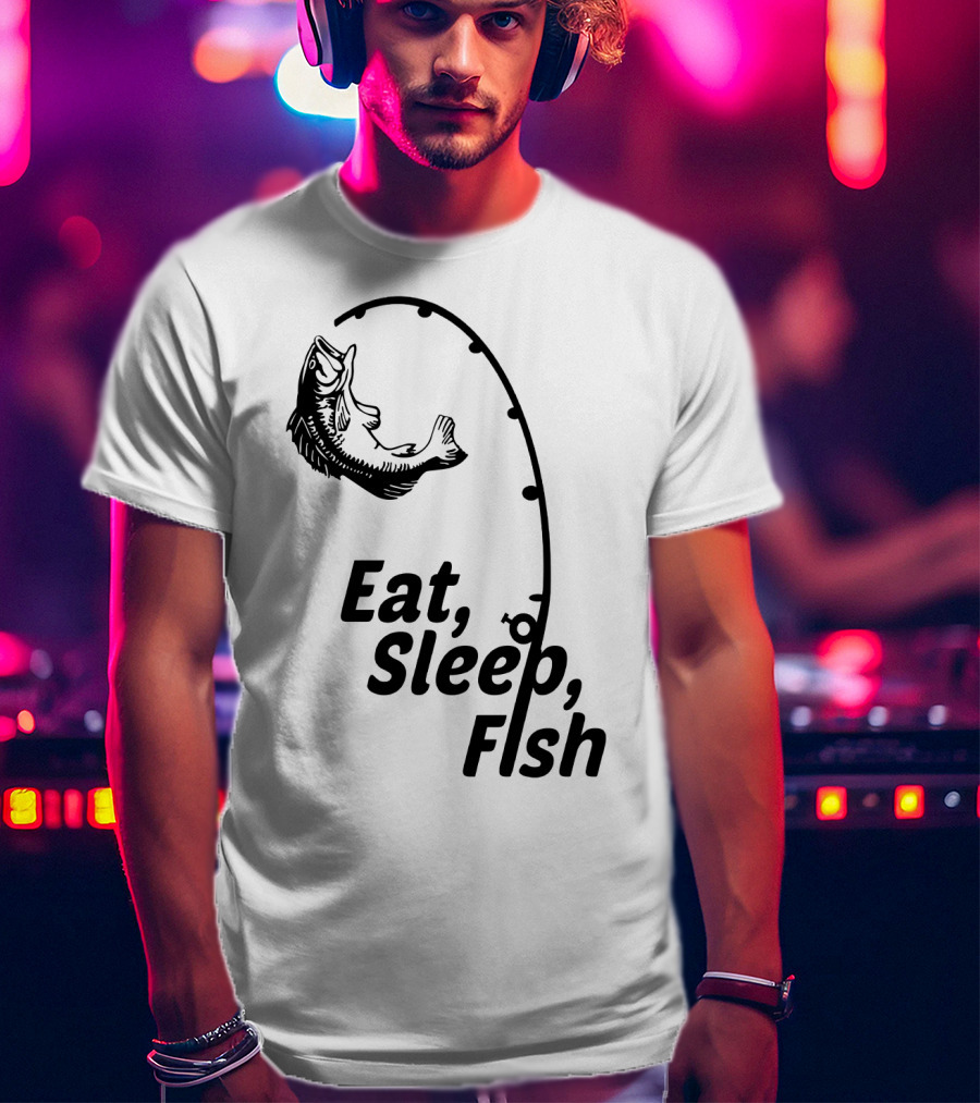 Eat Sleep Fish Fishing Rod And Jumping Fish T-Shirt