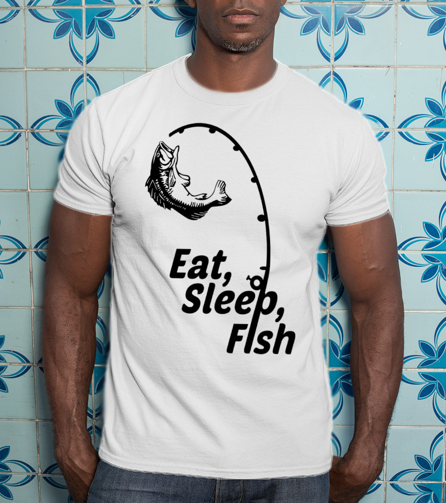 Eat Sleep Fish Fishing Rod And Jumping Fish T-Shirt