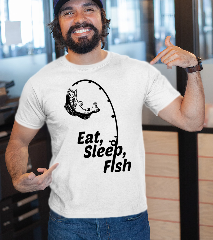 Eat Sleep Fish Fishing Rod And Jumping Fish T-Shirt