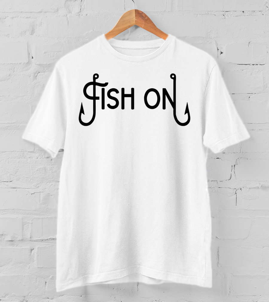 Fish On Fishing Hook Typography T-Shirt