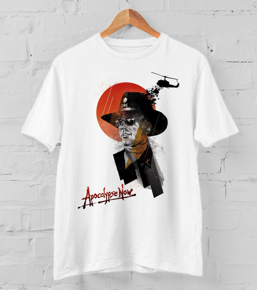 Apocalypse Now Helicopter And Soldier With Red Sun Iconography T-Shirt